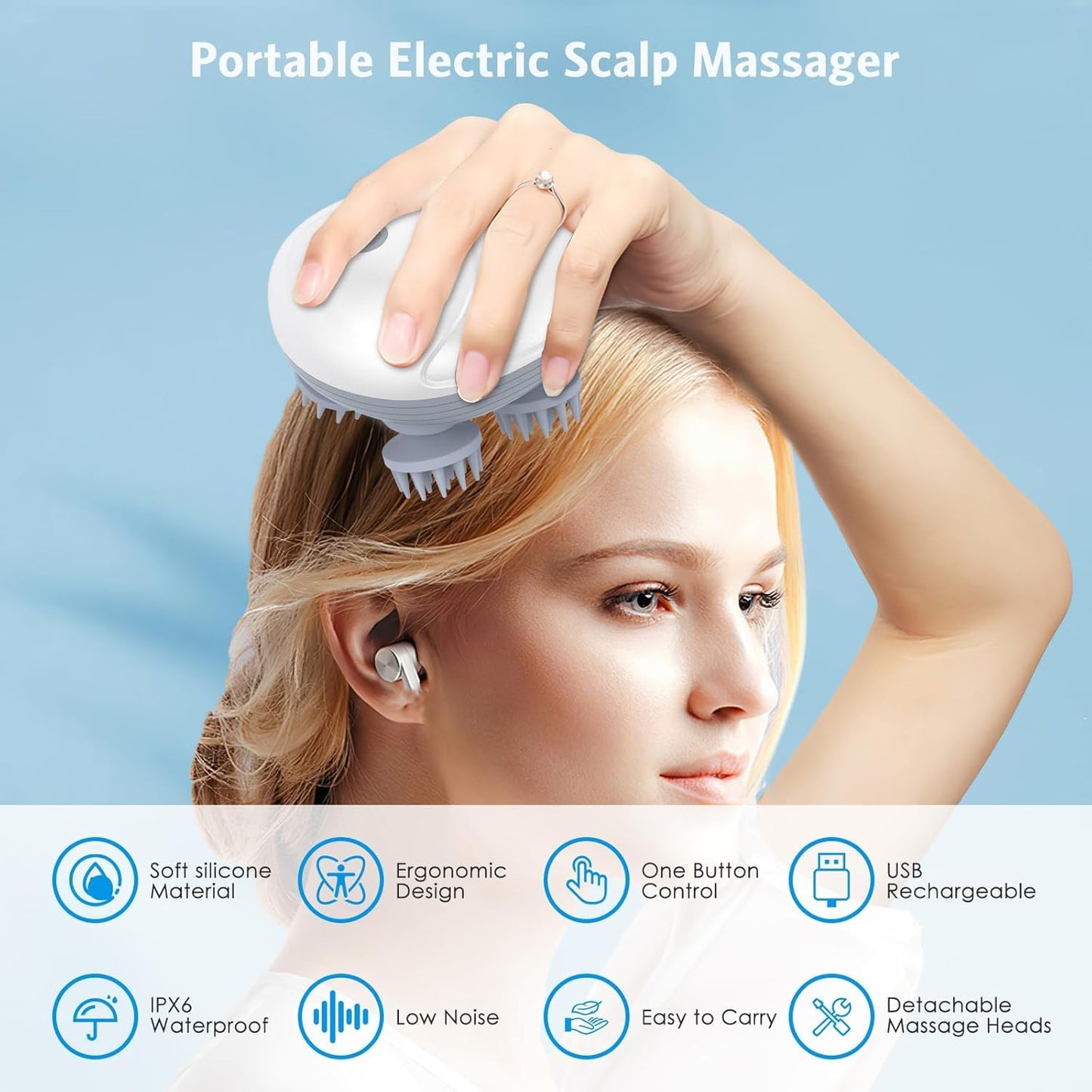Wireless Scalp Massager with 3-Speed Settings